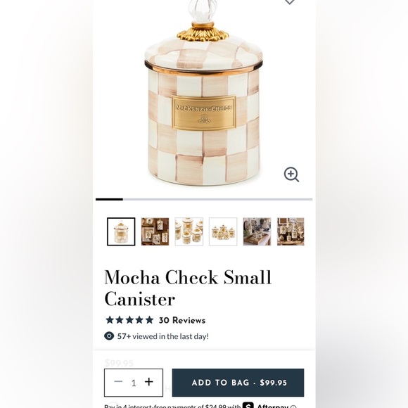 McKenzie-Childs Capiz Tile Canister- Cream & Gold - Picture 4 of 6